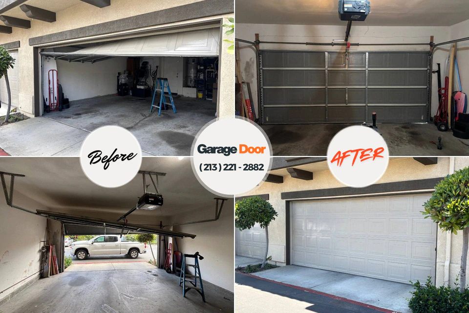 Before and after: garage door repair Boswell, PA